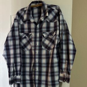 Walls Purple and White Plaid Shirt